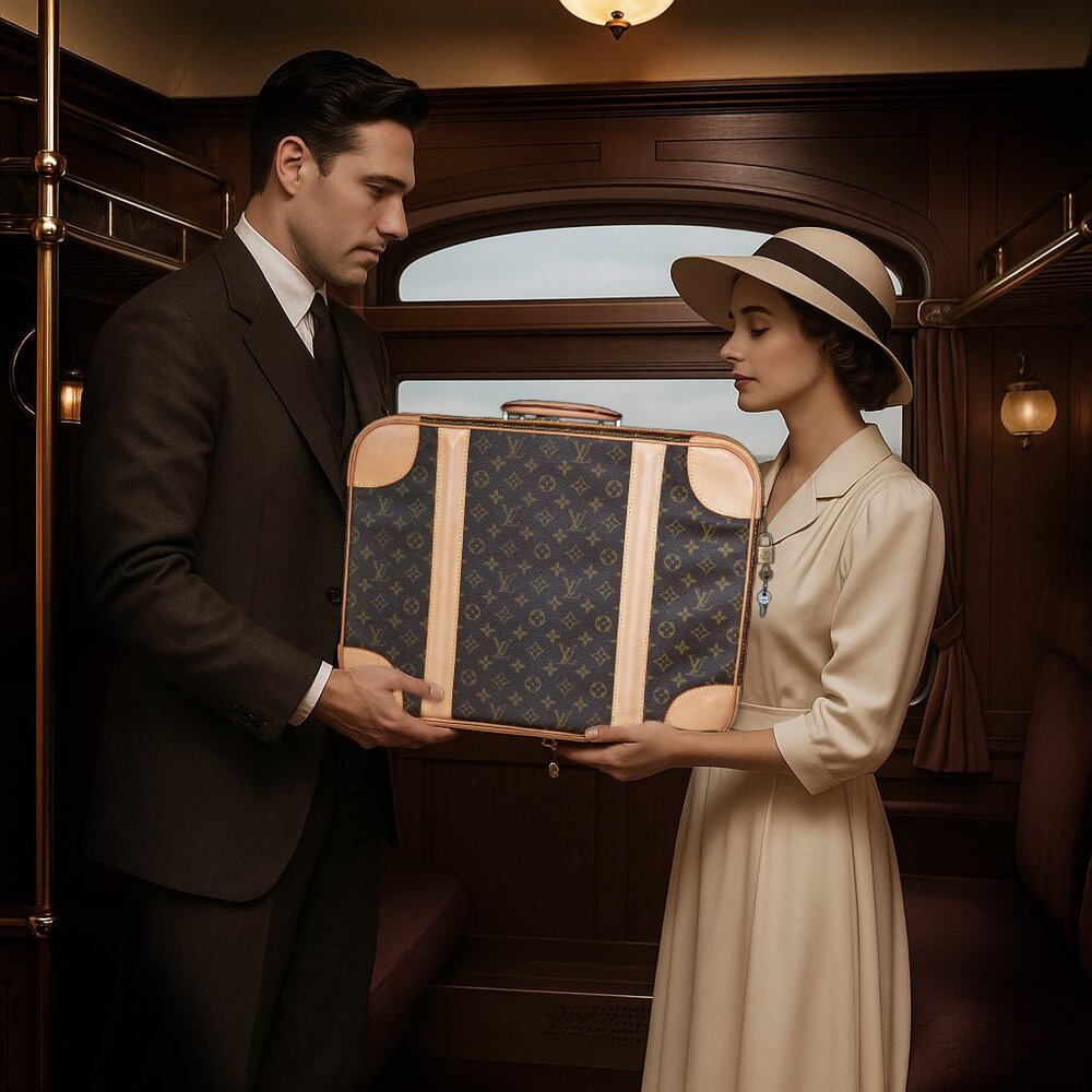 LOUIS VUITTON Monogram Canvas Suitcase - NEW LEATHER - VINTAGE TREASURE - Picture 2 of 16